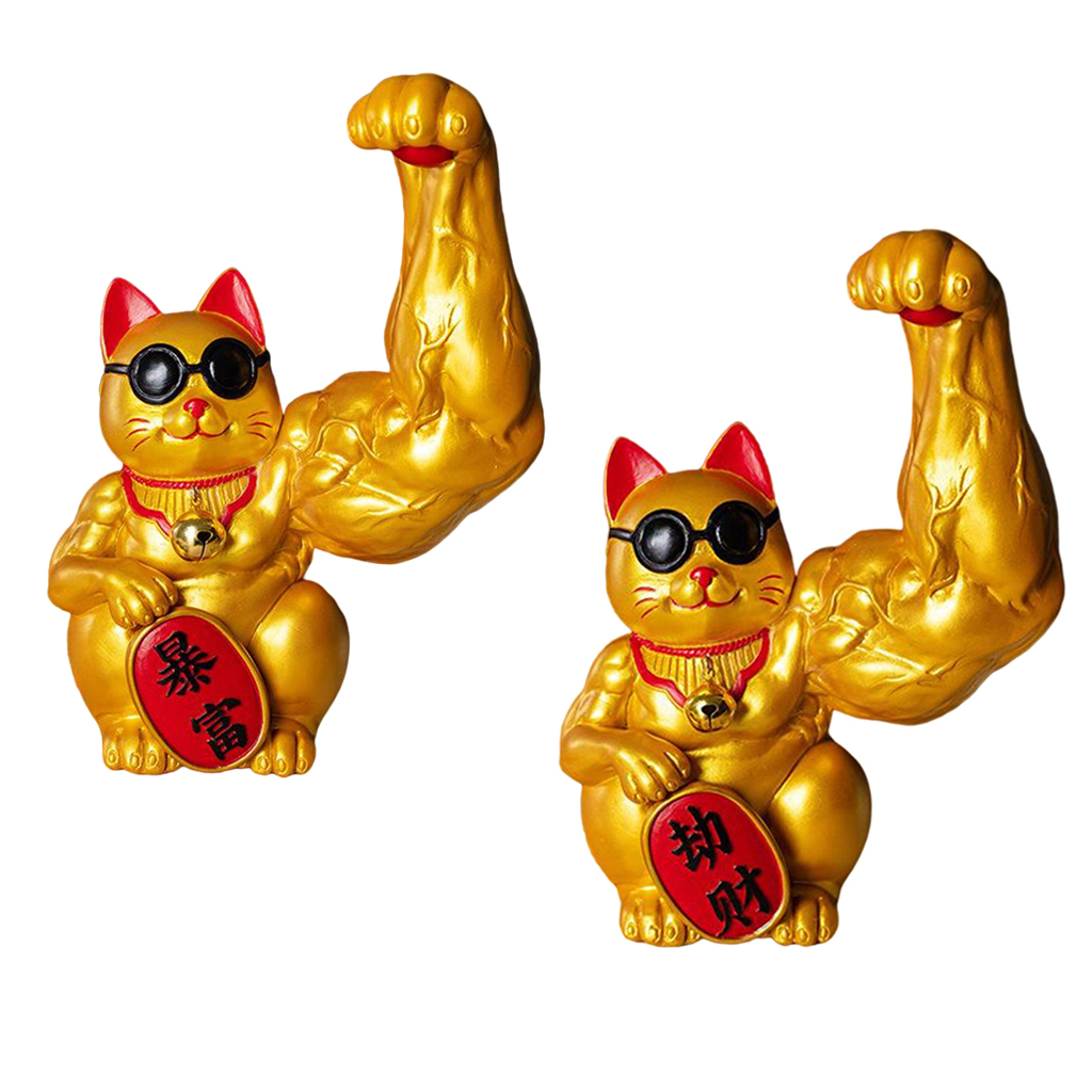 Resin Big Arm Lucky Cat Animal Figurine Market Shop Welcome Cat Money Lucky Fortune Tabletop