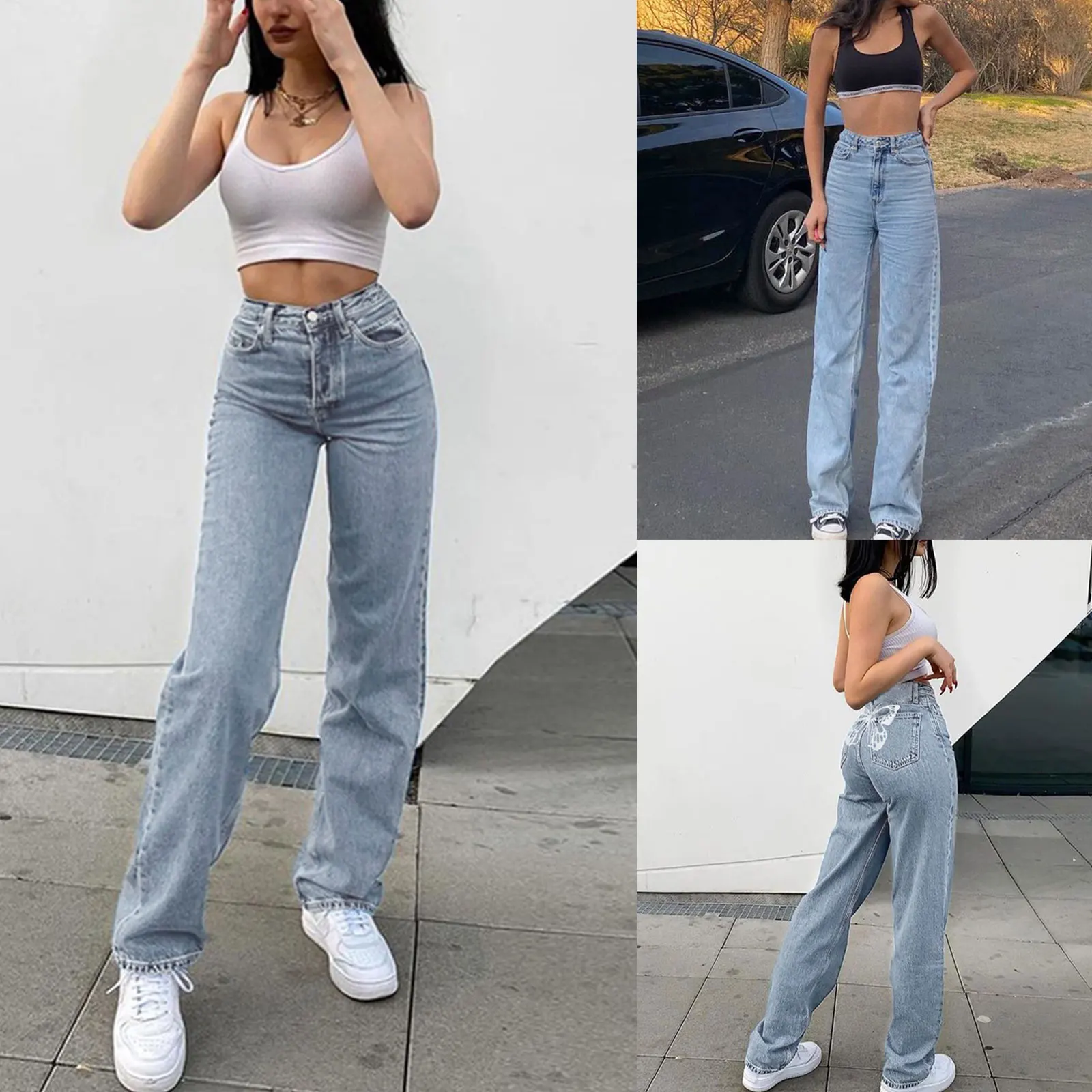 Mulheres y2k harajuku jeans folgado casual moda