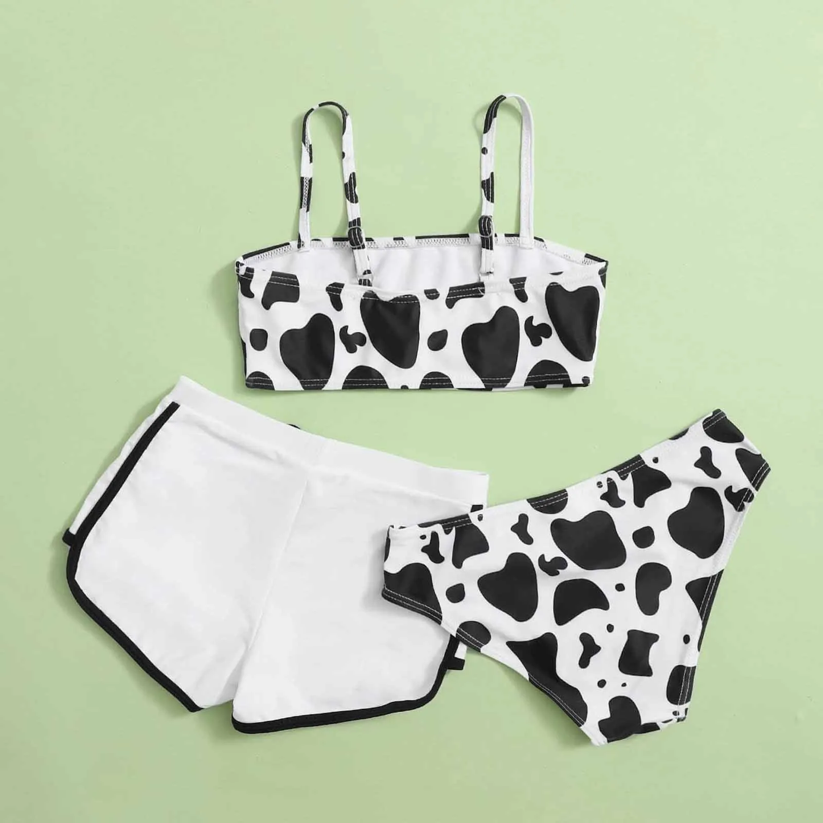 Milk Cow Print Children's Swimsuit 3PCS Sets Summer Kids Swimwear For Girls Holiday Beach Swimming Suit Beachwear Badpak Meisje three piece bikini