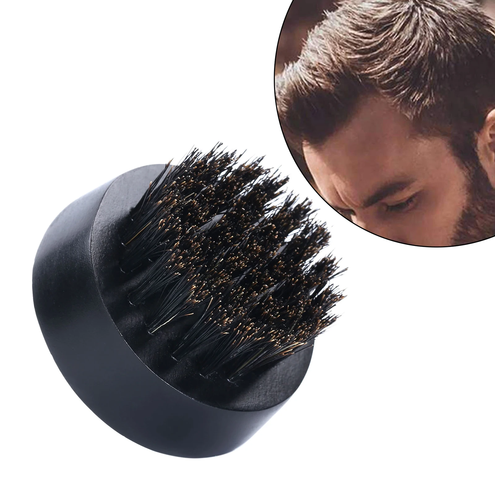 Wooden Hair Beard Brush Tame Hair Soften Your Facial Small and Round with Wooden Handle Styling Tools Grooming for Barber Men