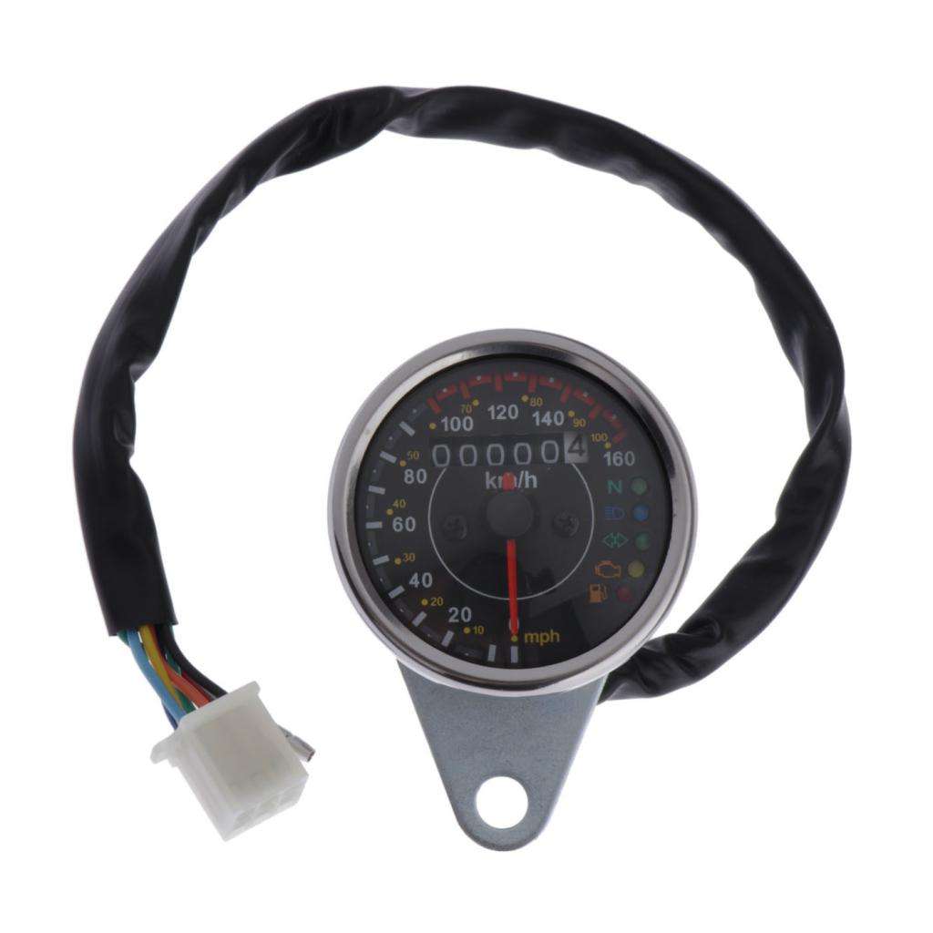 Motorcycle Cafe Racer Speedometer Odometer Gauge LED Indicator Universal Fits for Most Motorcycles