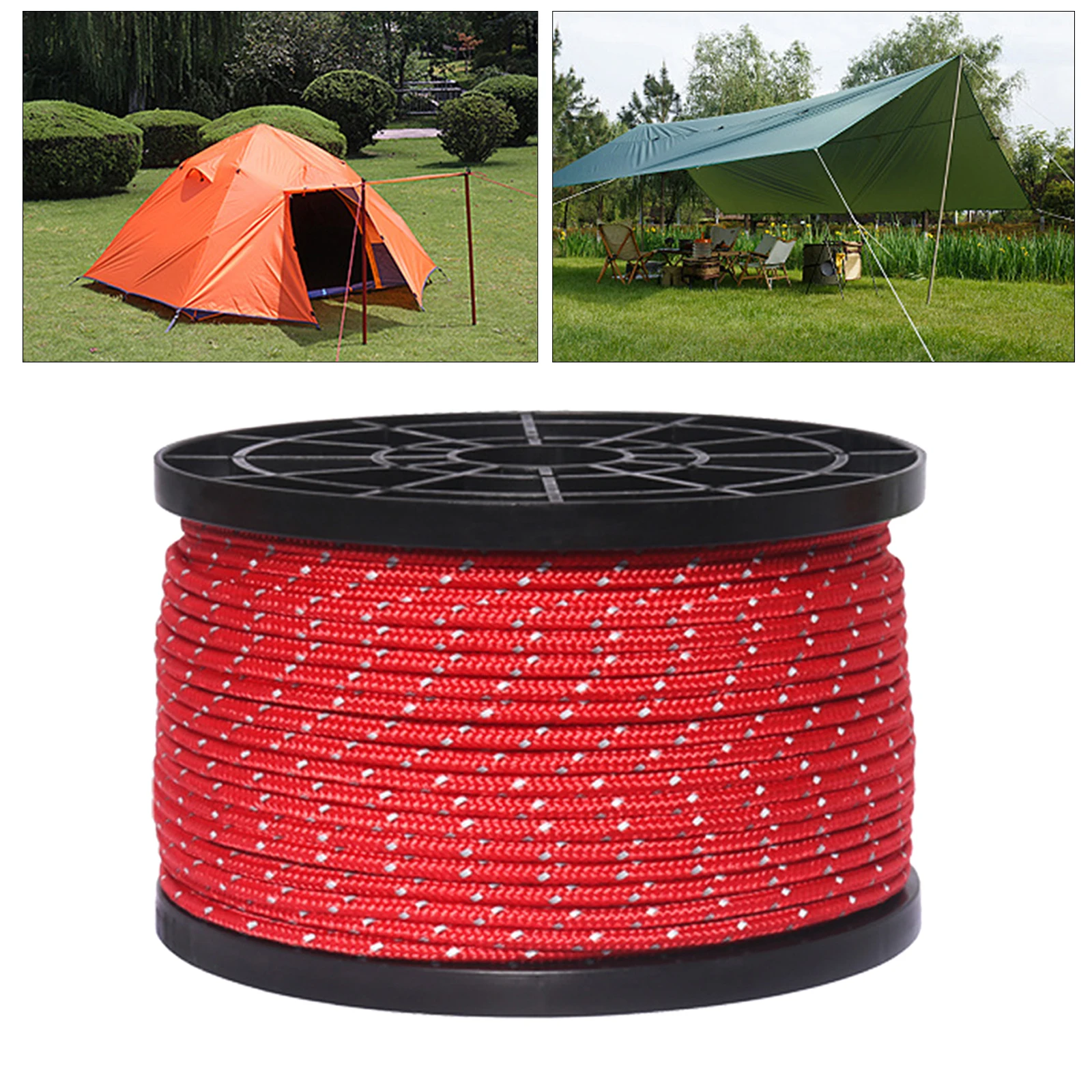 55 Yard Reflective Guyline Tent Awning Gazebo Rope Cord Paracord Guide Camping Accessories