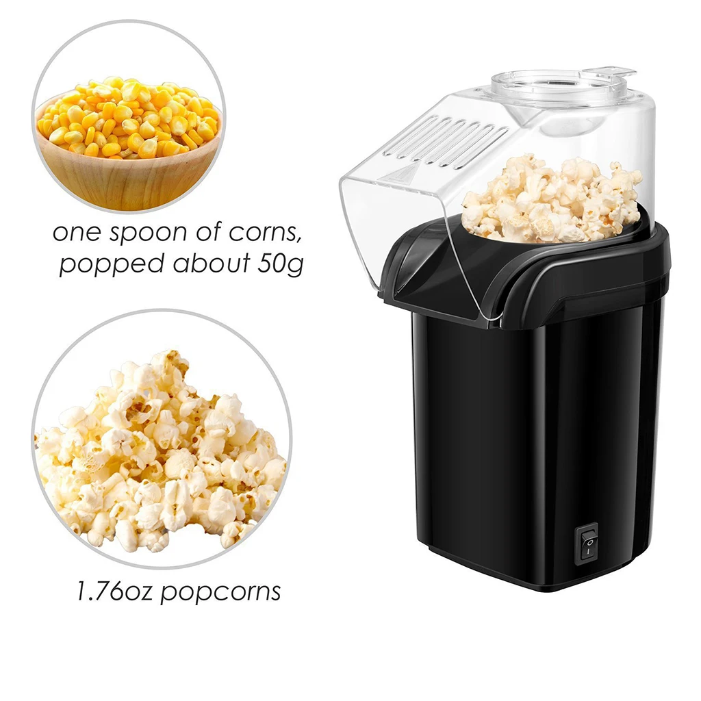 Small 1200W Hot Air Popcorn Popper Maker Machine with Measuring Cup, 3 Min Fast Popping -EU