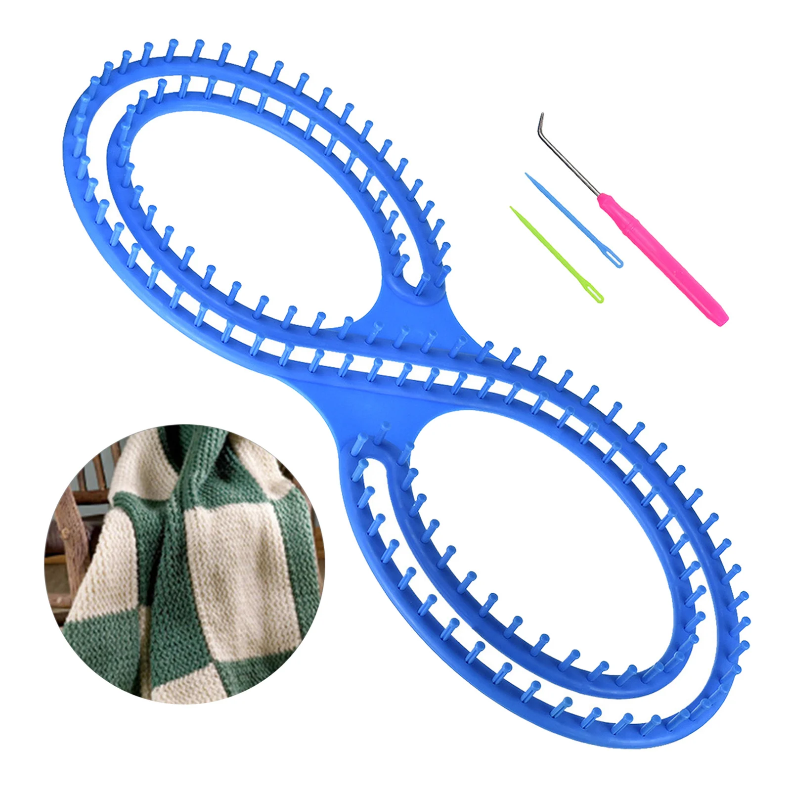 Afghan Loom Knitting Board Tool 8-shaped Knitter With 3 Projects For Sweater Socks Home Sewing Handwork Kit Crafts Sewing Tools