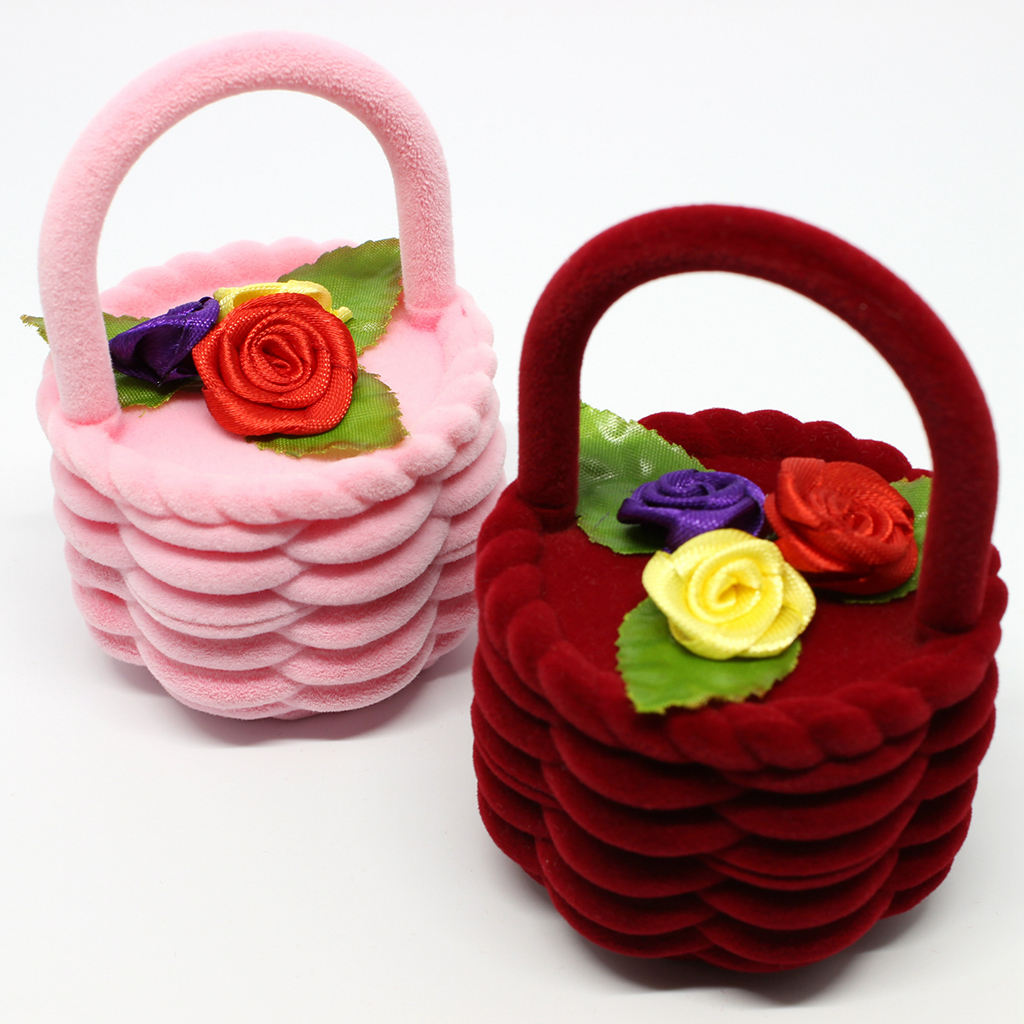 Special Flower Basket Shape Gift Box Velvet  Box Display Jewelry Box
