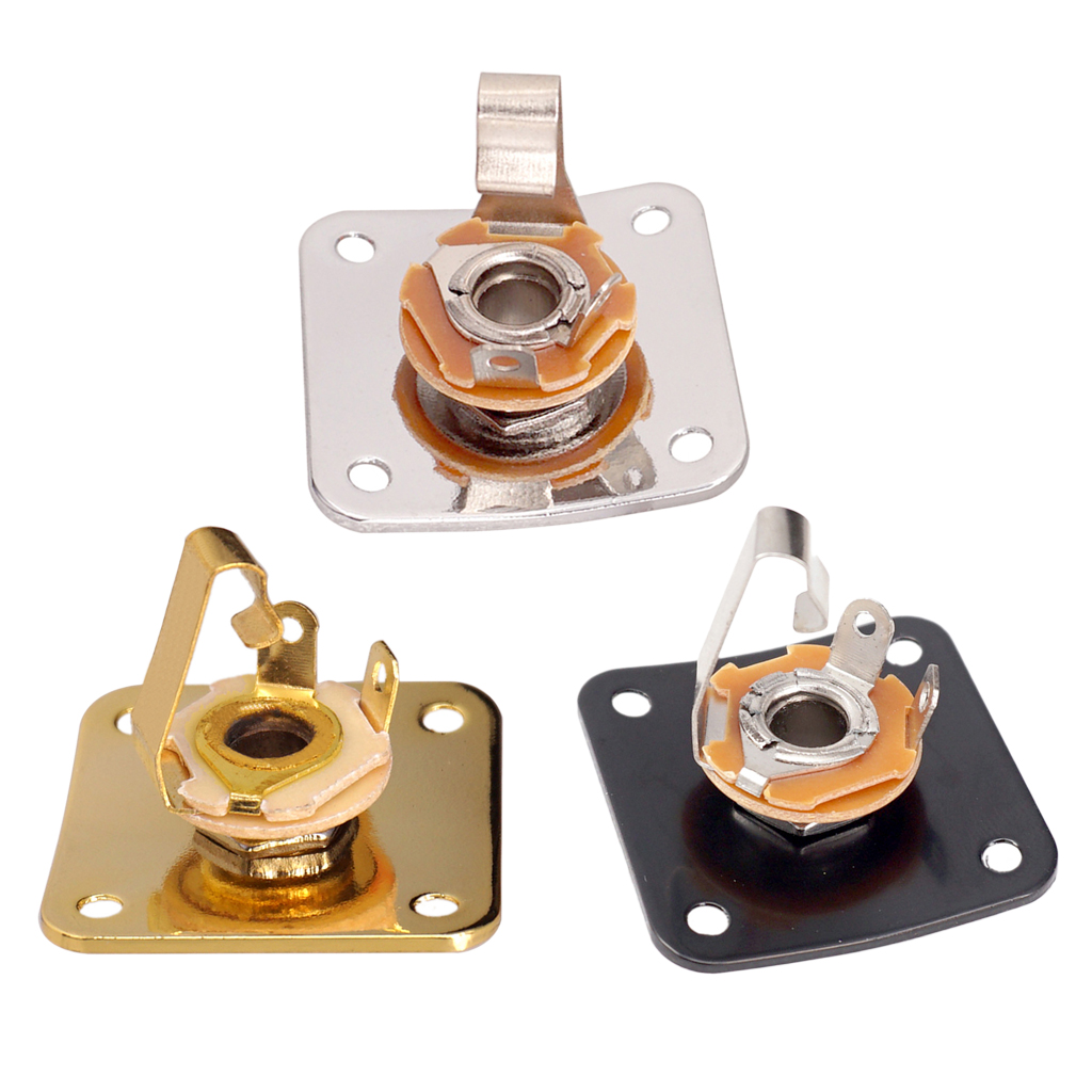 35MM*35MM Square Jack Plate Jack Socket w/ 4 PCS Mounting Screws for  Electric Guitar Parts Accessories