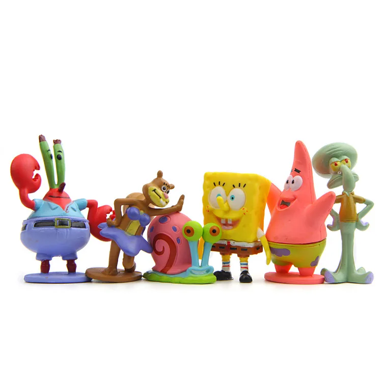 6pcs/set 3-6cm Sponge Figure toy Bob Crab Boss Patrick Star Action Figures Patrick Star Anime Figurines PVC Sandy Dolls Toys transformers toys