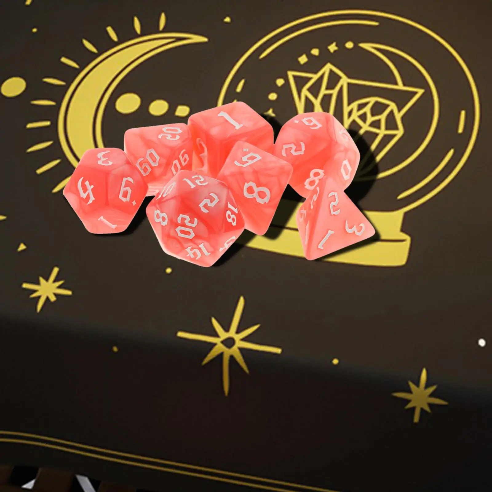 7Pcs/Set Acrylic Polyhedral Numbers Dices, Different Digital Engraved Multi-faceted Toys, Cute Funny Portable Table Game Gifts