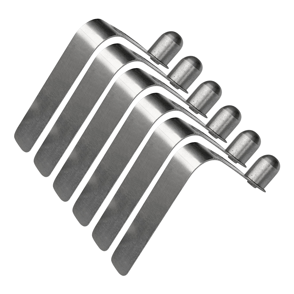6x 8mm Stainless Steel Paddle Tent Pole Spring Snap Button Clips