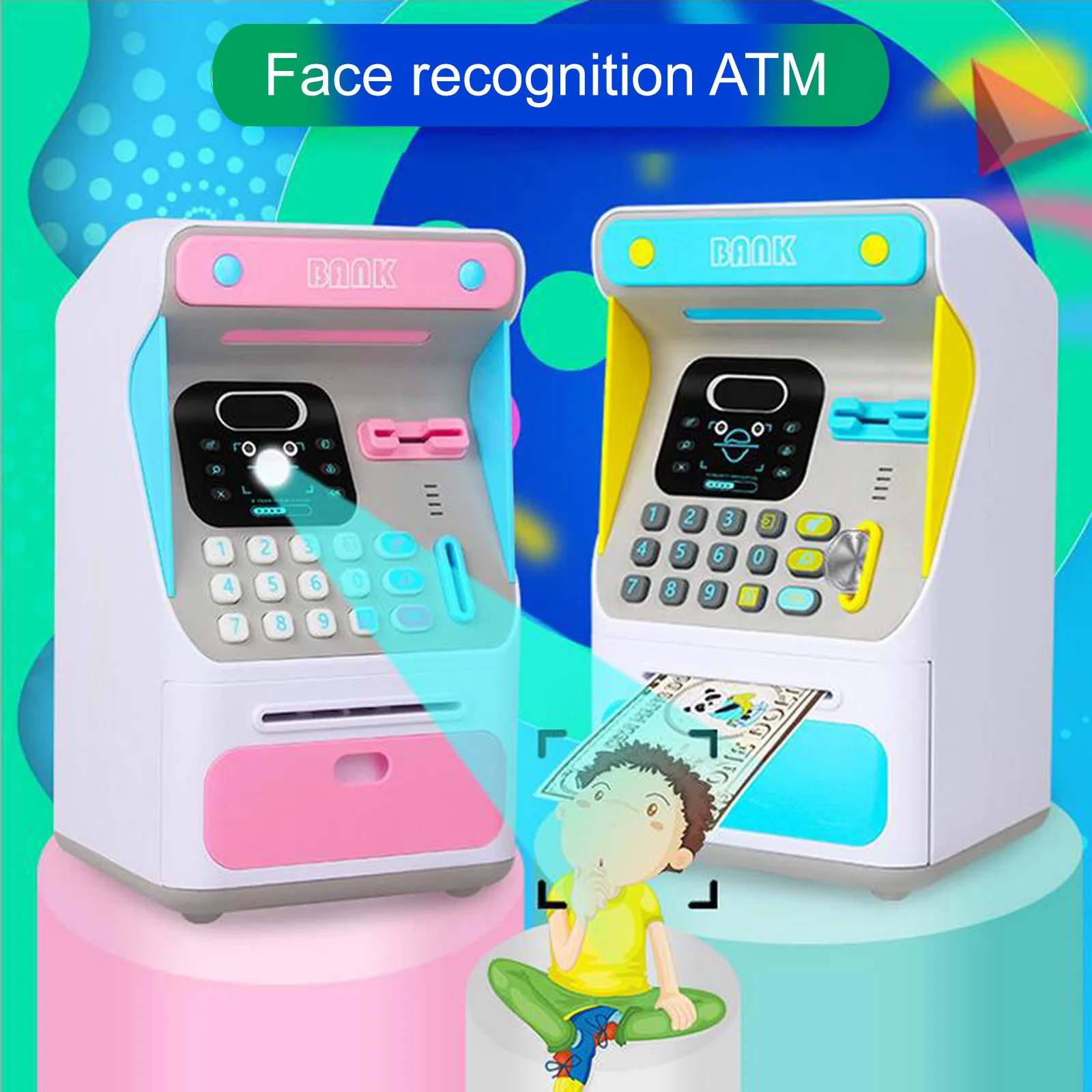 Kids Girls Gifts Toy ATM Savings Bank Money Coin Cash Point Bank Machine Pink 