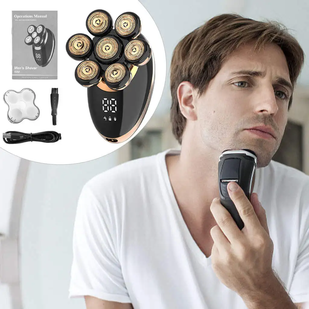 Waterproof Electric Shaver 7 in 1 Brush Bald Head Grooming Kit Facial Clean Multifonction Shaving Machine for Boyfriend Father