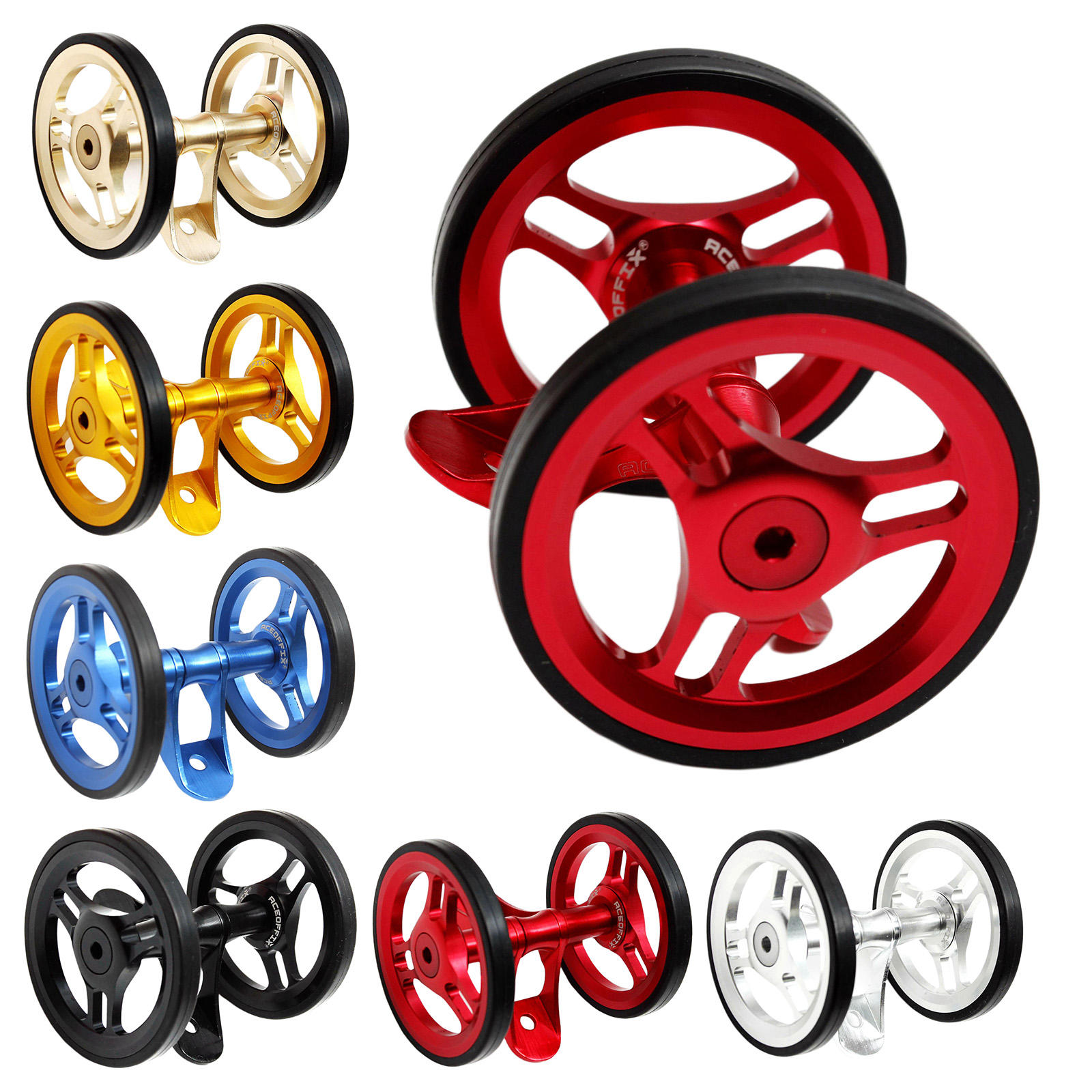 Folding Bike Easy Wheel EZ Wheels for Brompton Wheel Roller for Traveling Carrying Modification Bicycle Spare Wheels Outdoors