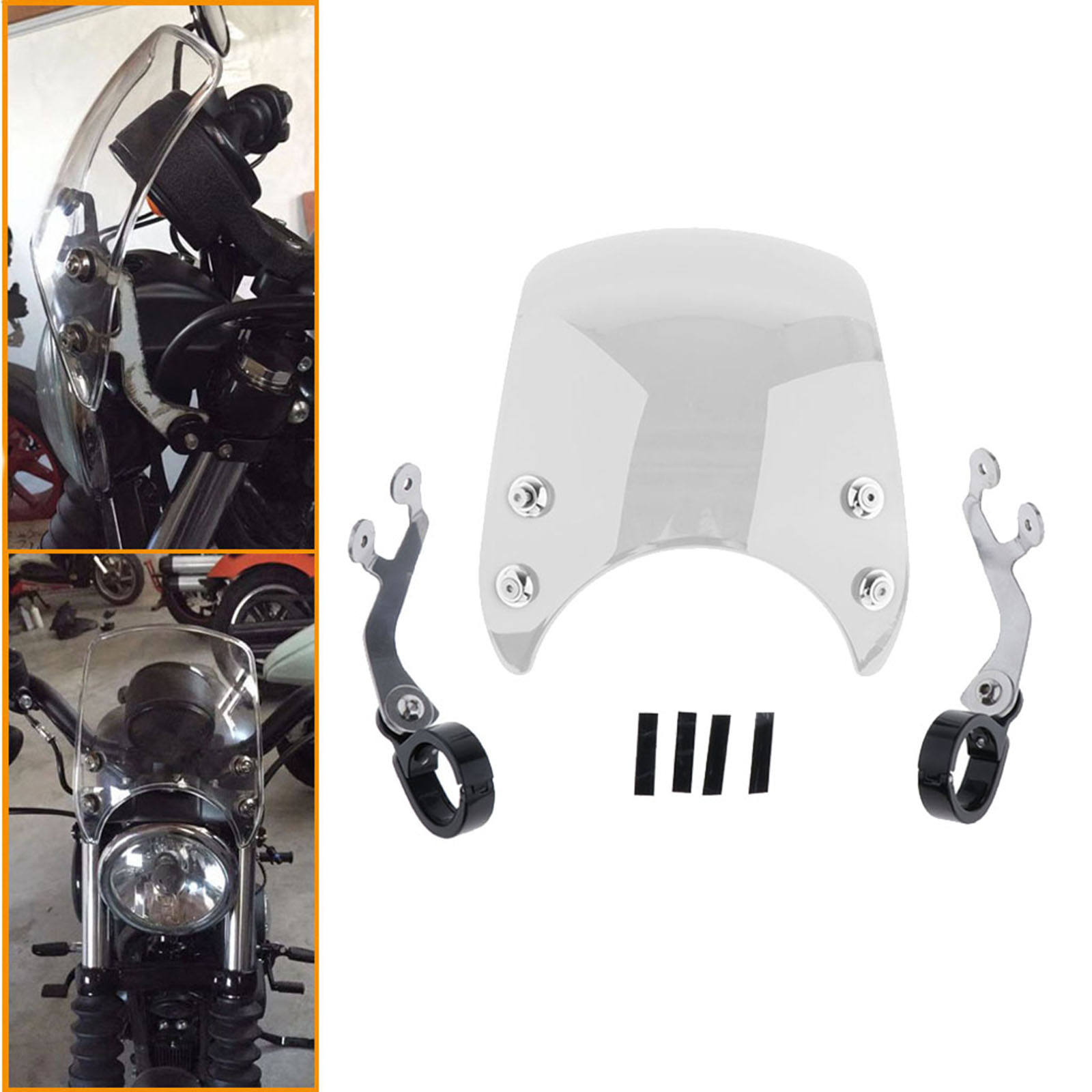 Wind Deflector Clear Windshield For  04-Up Sportster XL883 XL1200 Black