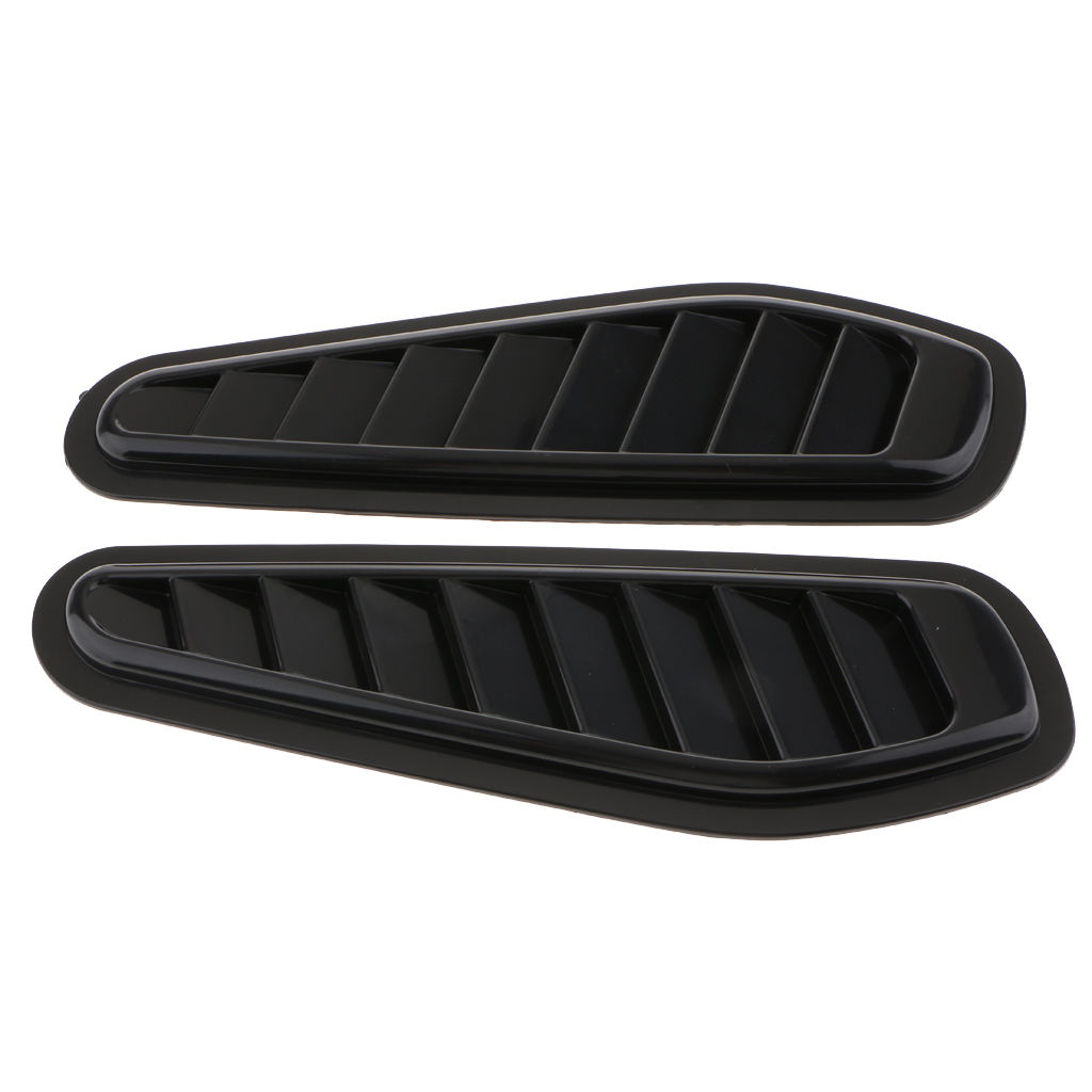 2Pcs Car Decorative Stylish Turbo Bonnet Hood Side Vent Grille Cover Black