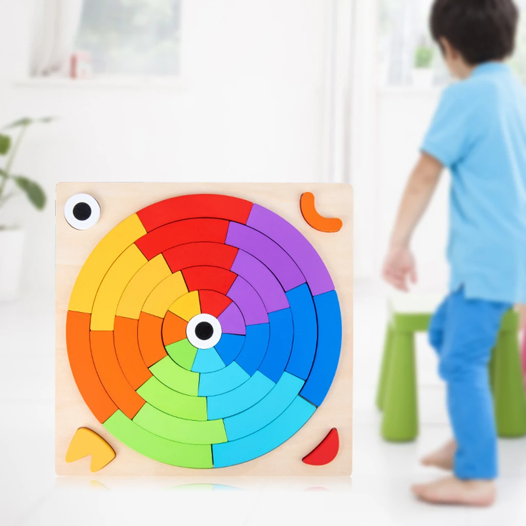 Building Blocks Wooden Rainbow Jigsaw Toys Stacking Stimulate Imagination Color Cognition Development Playful Learning