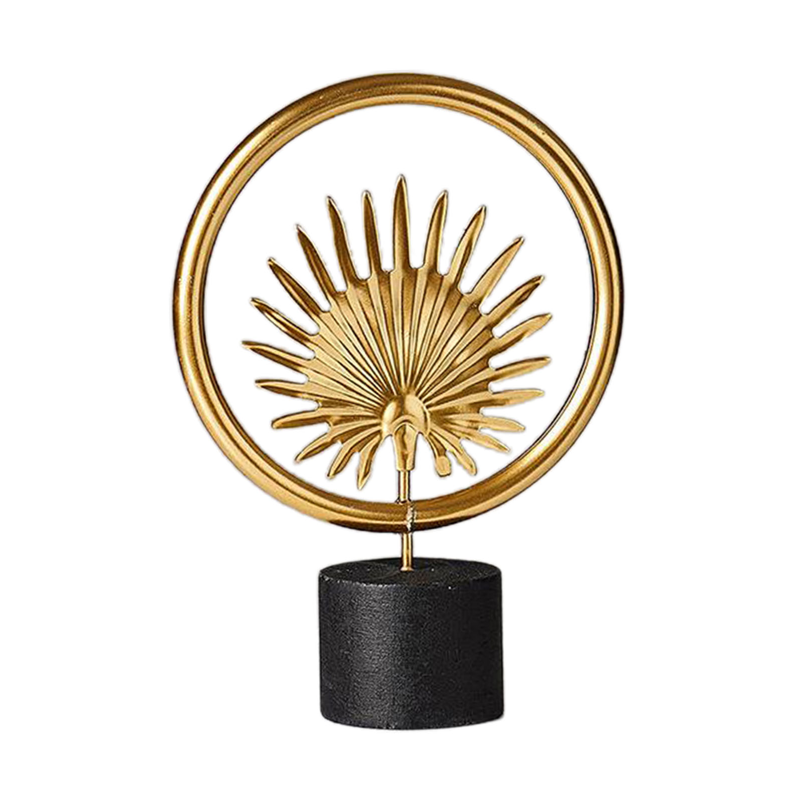 Small Iron & Wooden Sculpture Accent Piece,Modern Decorative Object for Home, Office, Table and Desktop