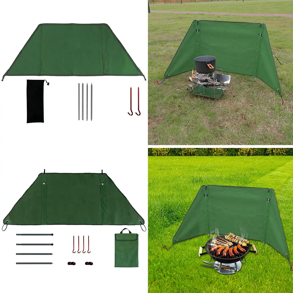 Outdoor Camping Stove Windscreen Foldable Windproof Sidewall Portable Partition Wall Windproof Canvas Windbreak