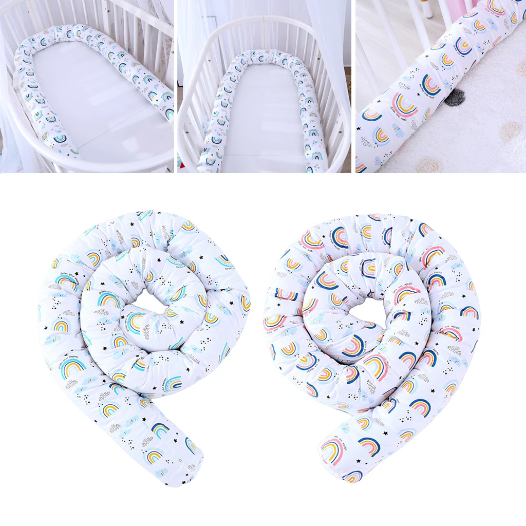 Cot Bed Bumper Breathable Crib Bumper for Baby Cotton Cot Liner Bed Roll 2.5M