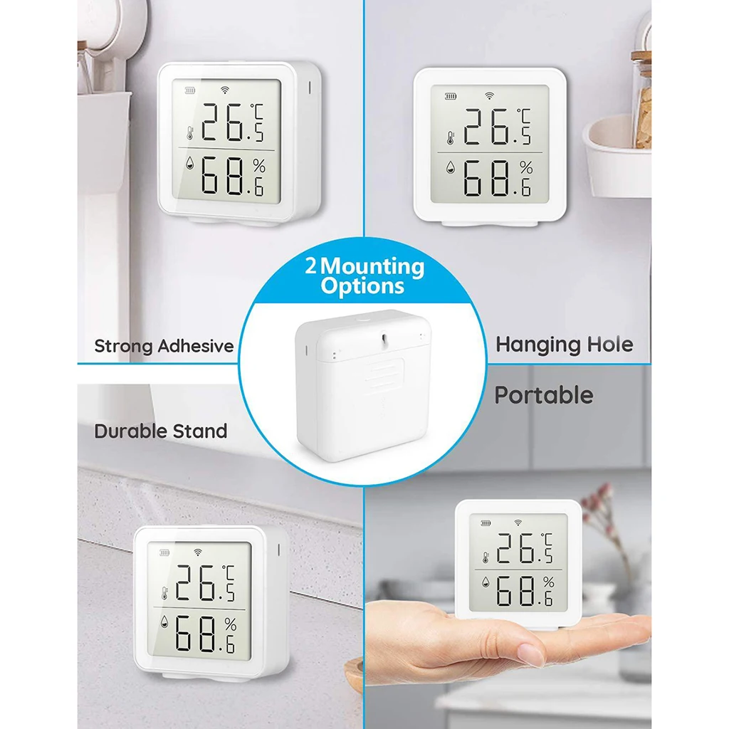 Smart Digital Temperature Humidity Sensor Wireless LCD Digital APP Control