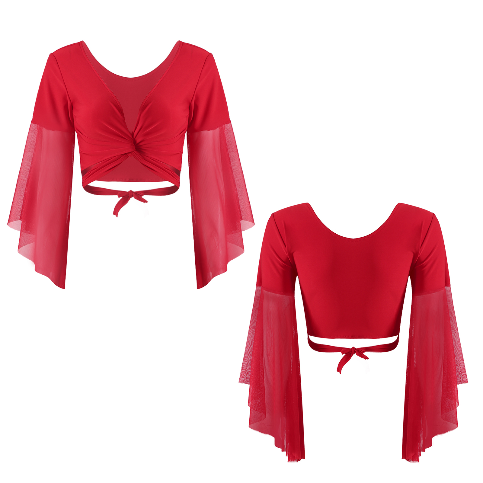 blusa decote v, manga flare 3 4,