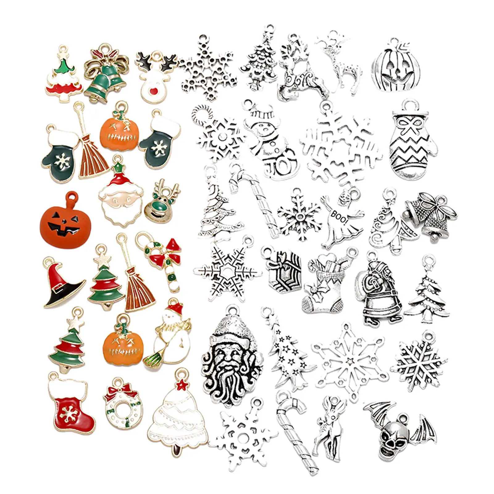 47 Pieces Mix Christmas Charms Enamel Santa Claus Tree For Pendant DIY