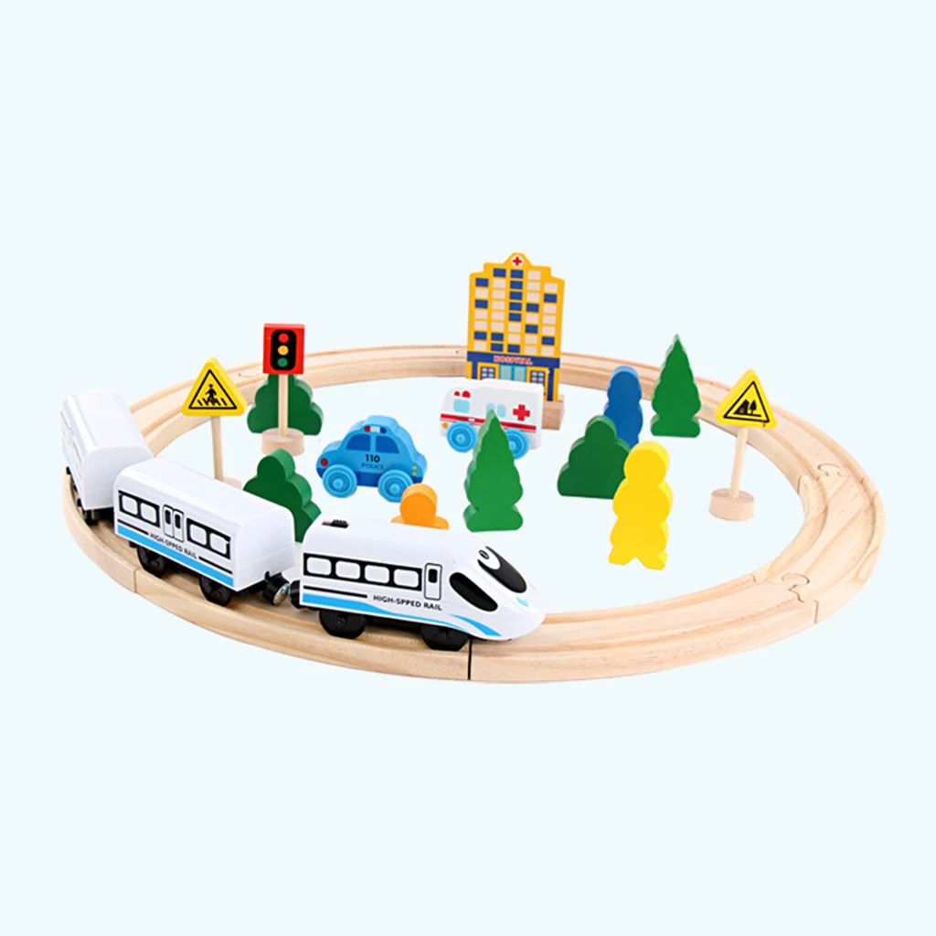 Train Set Wooden Train Tracks And Tracks Track Blocks Puzzles Educational Toys for Kids, Toddlers And Girls