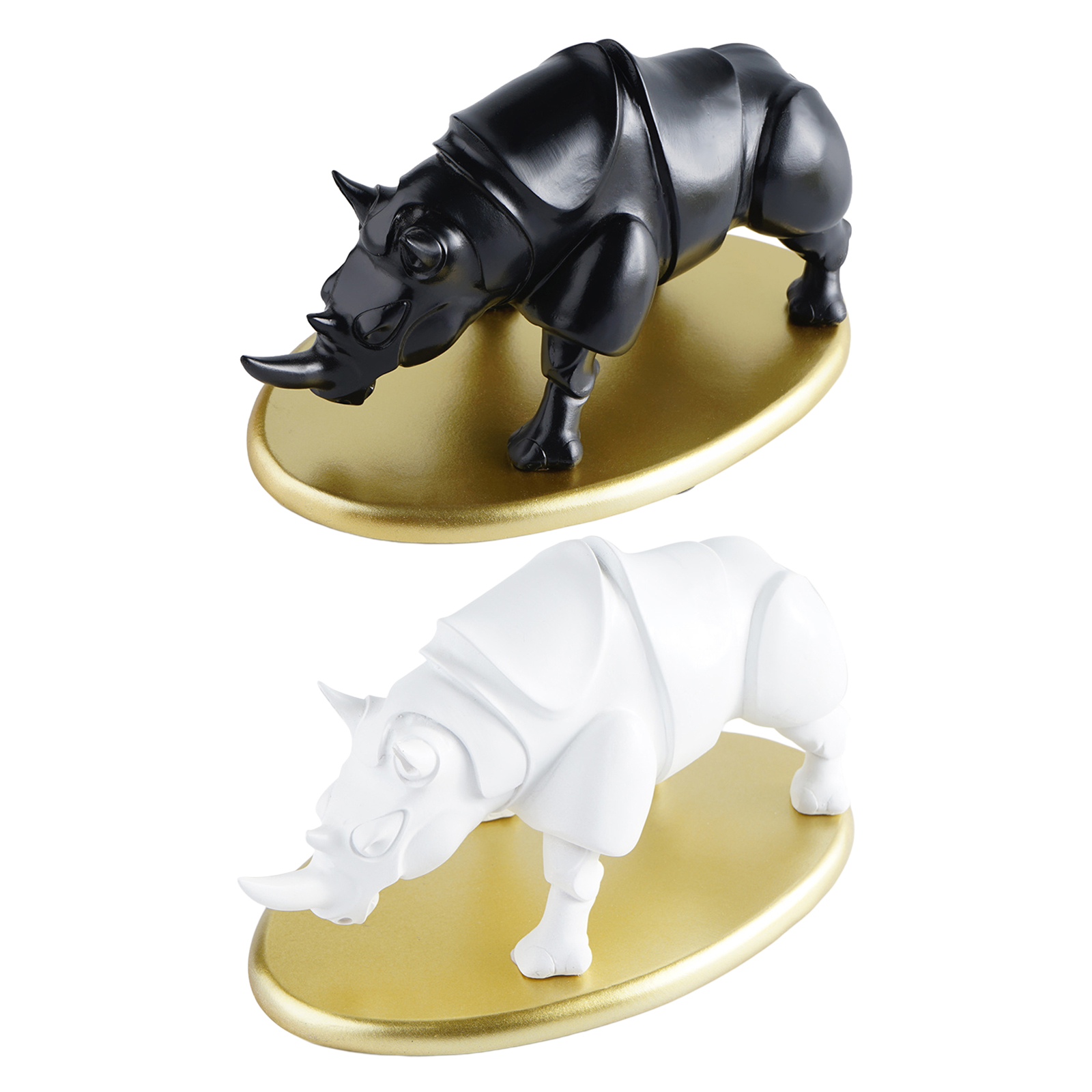 Resin Rhinoceros Sculpture, Handcrafted Art Statue for Living Room Hallway Bedroom Desktop Decor, Housewarming Gift