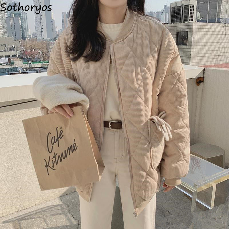 Estilo Curto Feminino Parkas Argyle 3xl Veludo Quente Zíper Lazer Hong Kong Estudantes Moda Ulzzang Outwear Chic Topos Ins 4 High Quality Moda Feminina