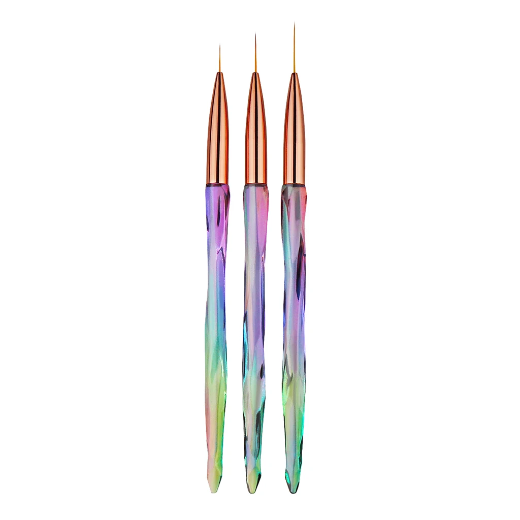 3x Professional Nail Liner Brushes UV Gel Paint Brush Pens For Details