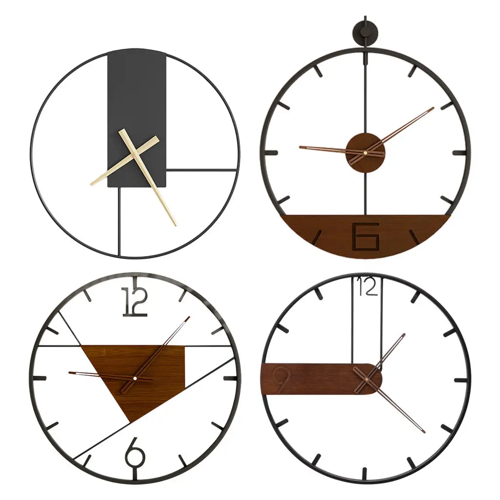 Antique Style Large Decor Metal Silent Quartz Nordic Creative Wall Clock for Aisle Living Room Bedroom Entryway Kitchen