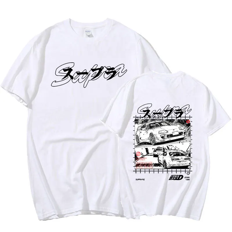 Drift Japanese Anime AE86 Initial D Double Sided T-shirt O-Neck Short Sleeves Summer Casual Fashion Unisex Men and Women Tshirt