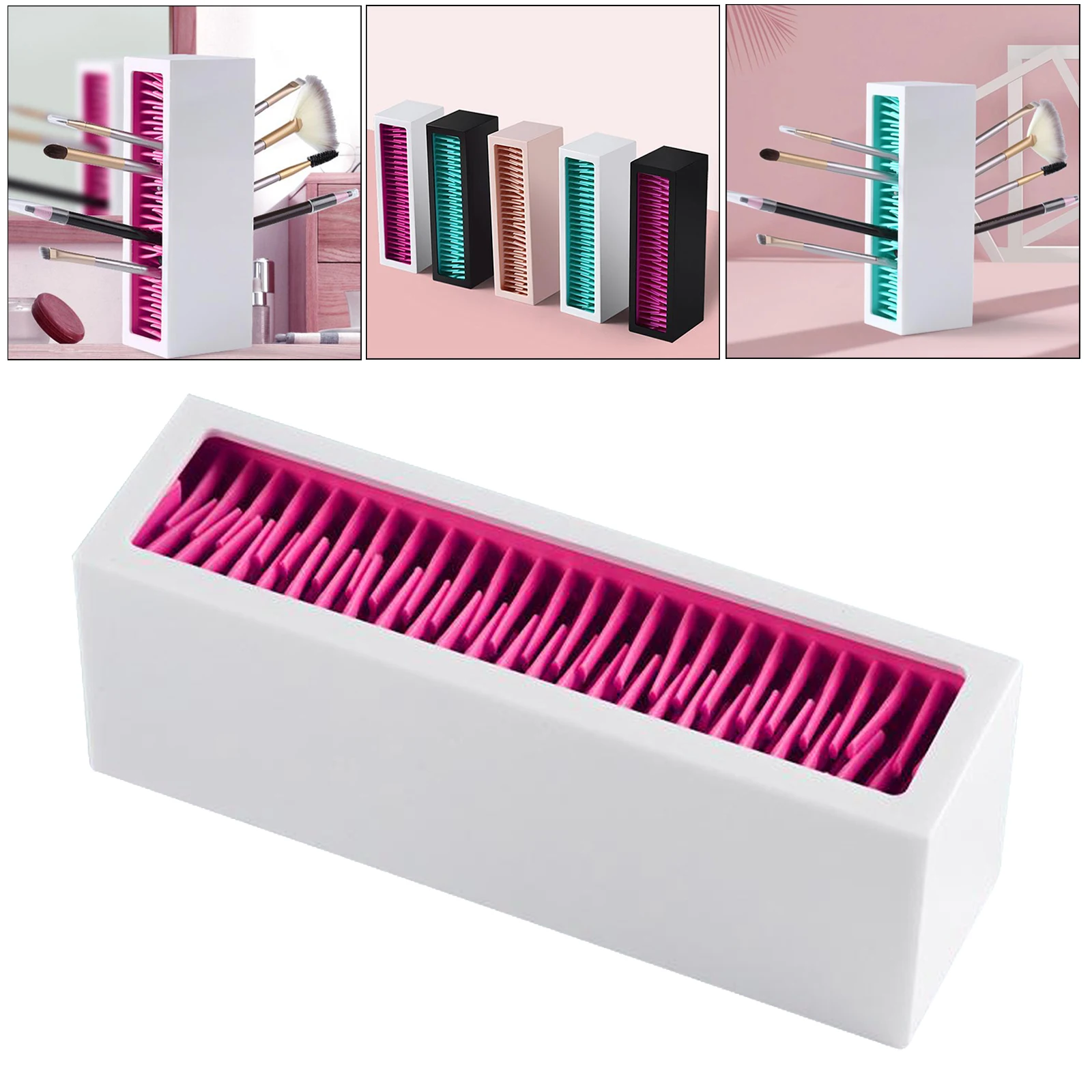 Makeup Brush Storage Holder Organizer Silicone Air Drying Rack Countertop, Women Gift