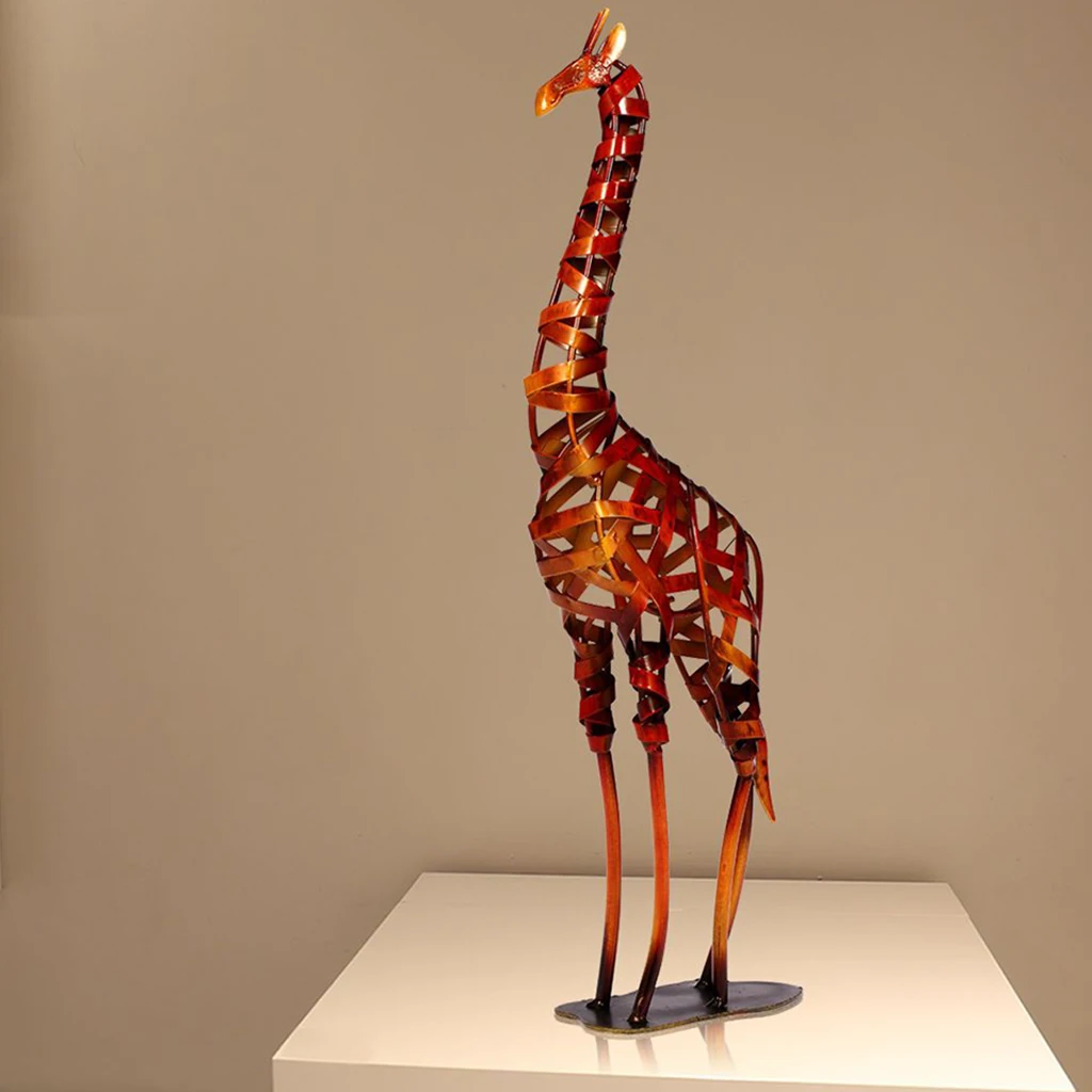 Giraffe Metal Sculpture Iron Giraffe Figurine Home Handmade Statue Home Office Desktop Decor Ornaments