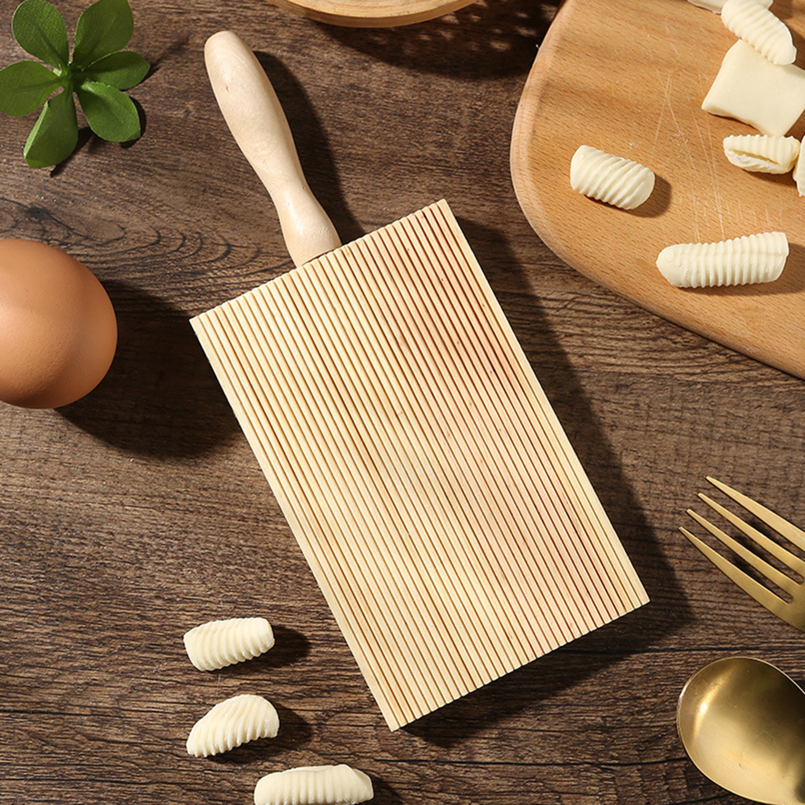 1Pc Wooden Spaghetti Board with Handle Homemade Kitchen Cooking Pasta Stick Roller Kitchen Supplies Kitchenware