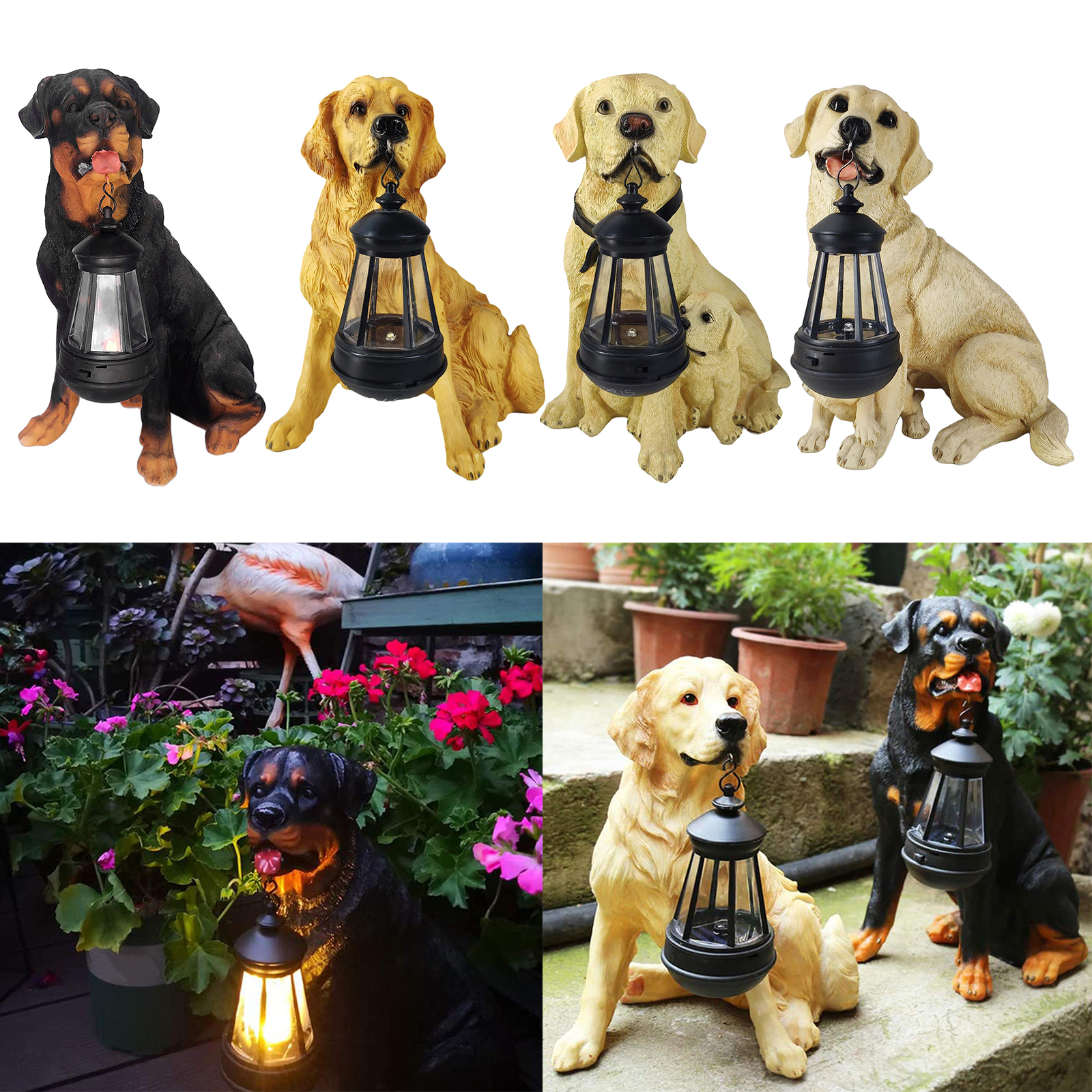 LED Solar Light Dog Lantern Sculpture Garden Ornament Home Porch Decor LED Solar Light Dog Lantern Sculpture Garden Ornament Home Porch Decor