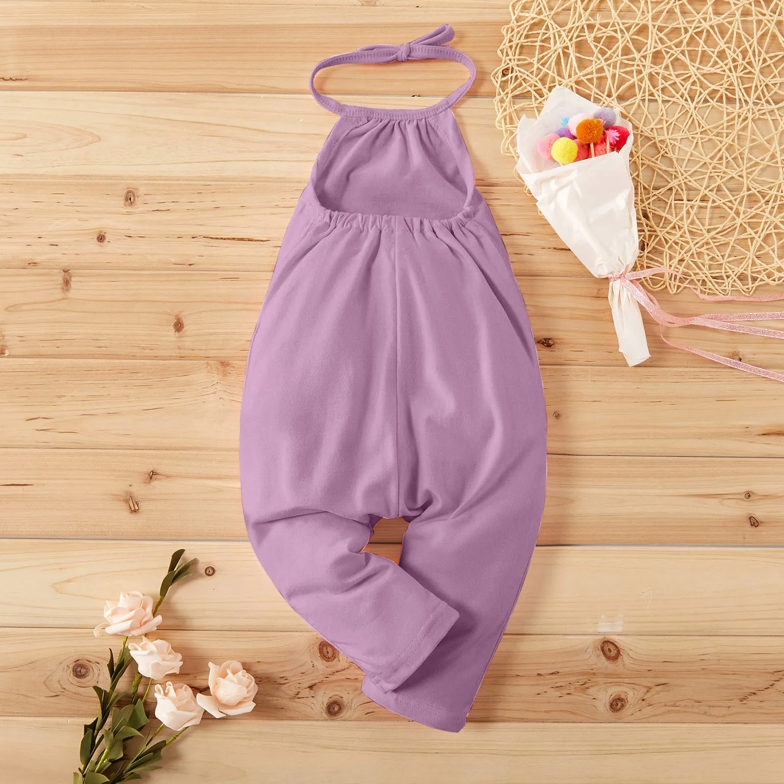 Cute Infant Baby Girls Romper Summer Girls Clothes 1-6 Year Kids Jumpsuits For Girls Backless Baby Romper Harem Pants Solid Color Clothes Kid Girls Jumpsuits carters baby bodysuits	
