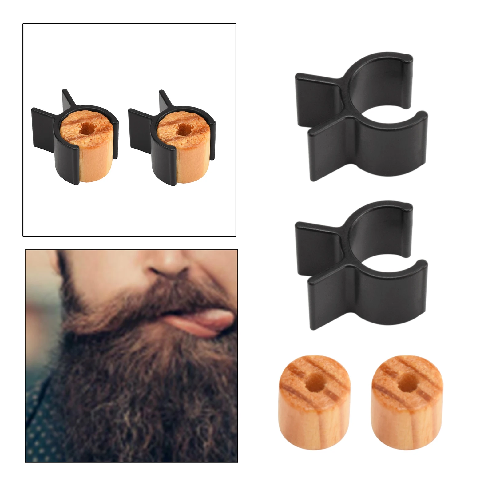 Men Portable Mustache Training Wheel Trimming Beard Styling Wood Handle