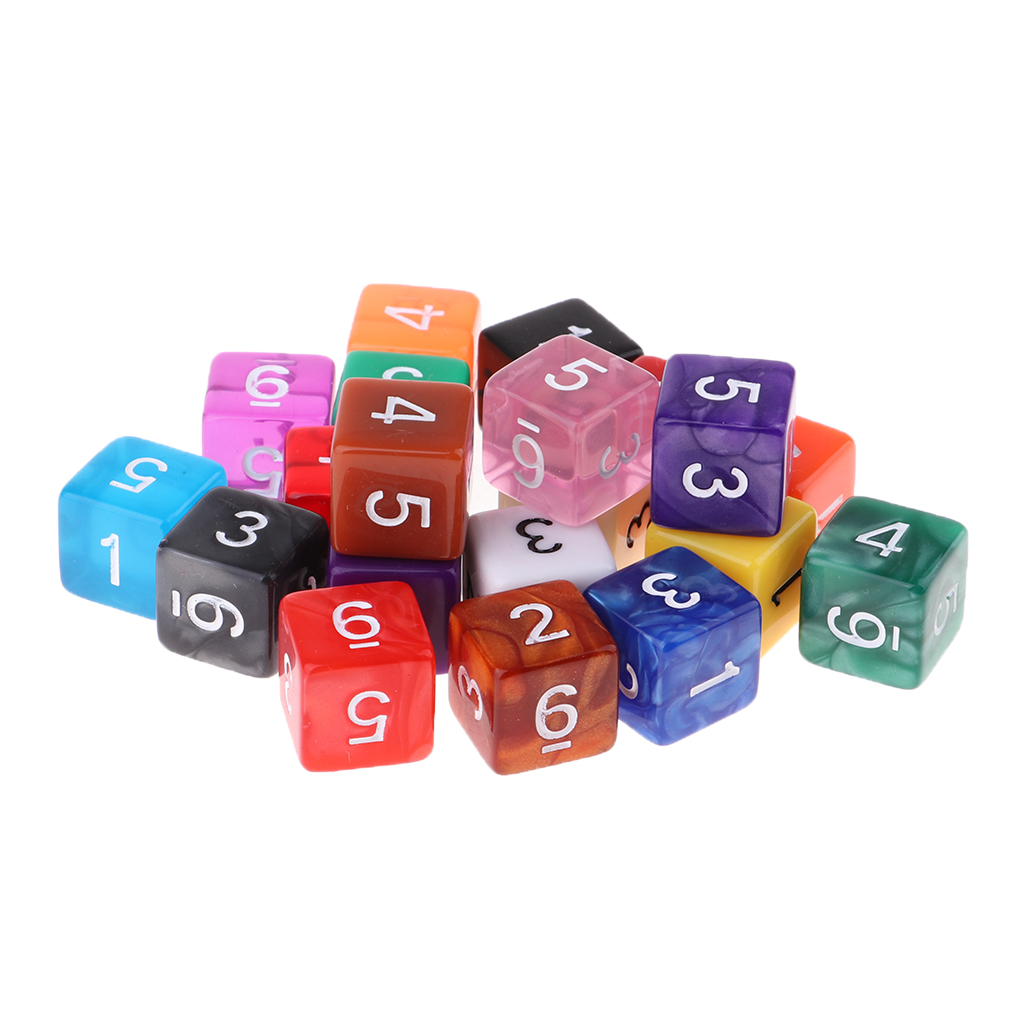 20 Pieces 15mm Six Dice Acrylic for D&D DnD RPG Party Game Toys