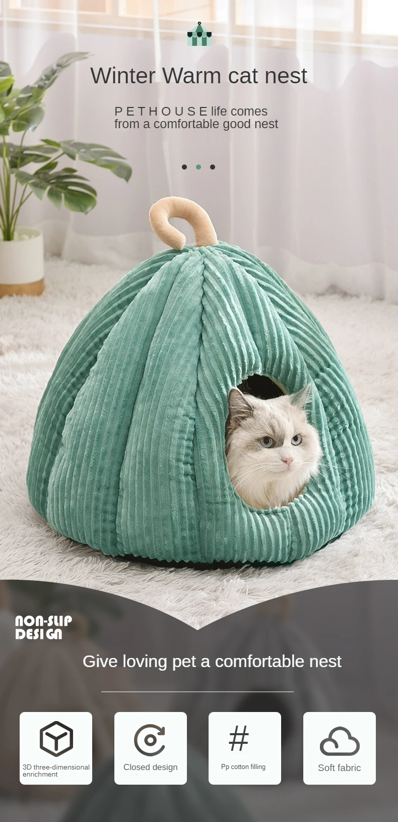 Venda quente gato cama quente pet cesta