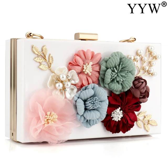 KUANG! Acrylic Flower Clutch Evening Bag