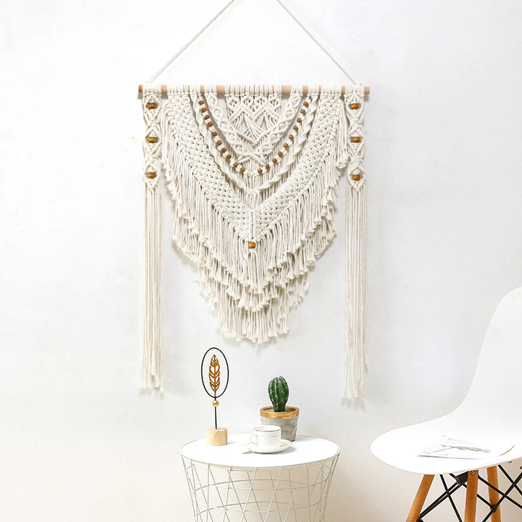 Woven Macrame Wall Hanging Curtain Boho Wall Tapestry Curtain for Living Room, Nursery, Window, Wedding Backdrop
