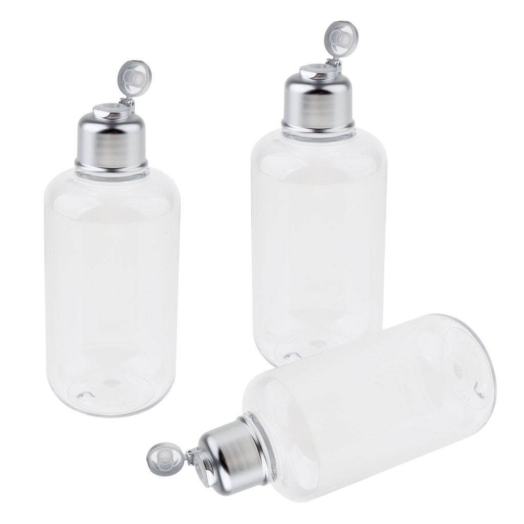3x 300ml Empty Emulsion Flip Cap Bottles Travel Shower Gel Toner Container