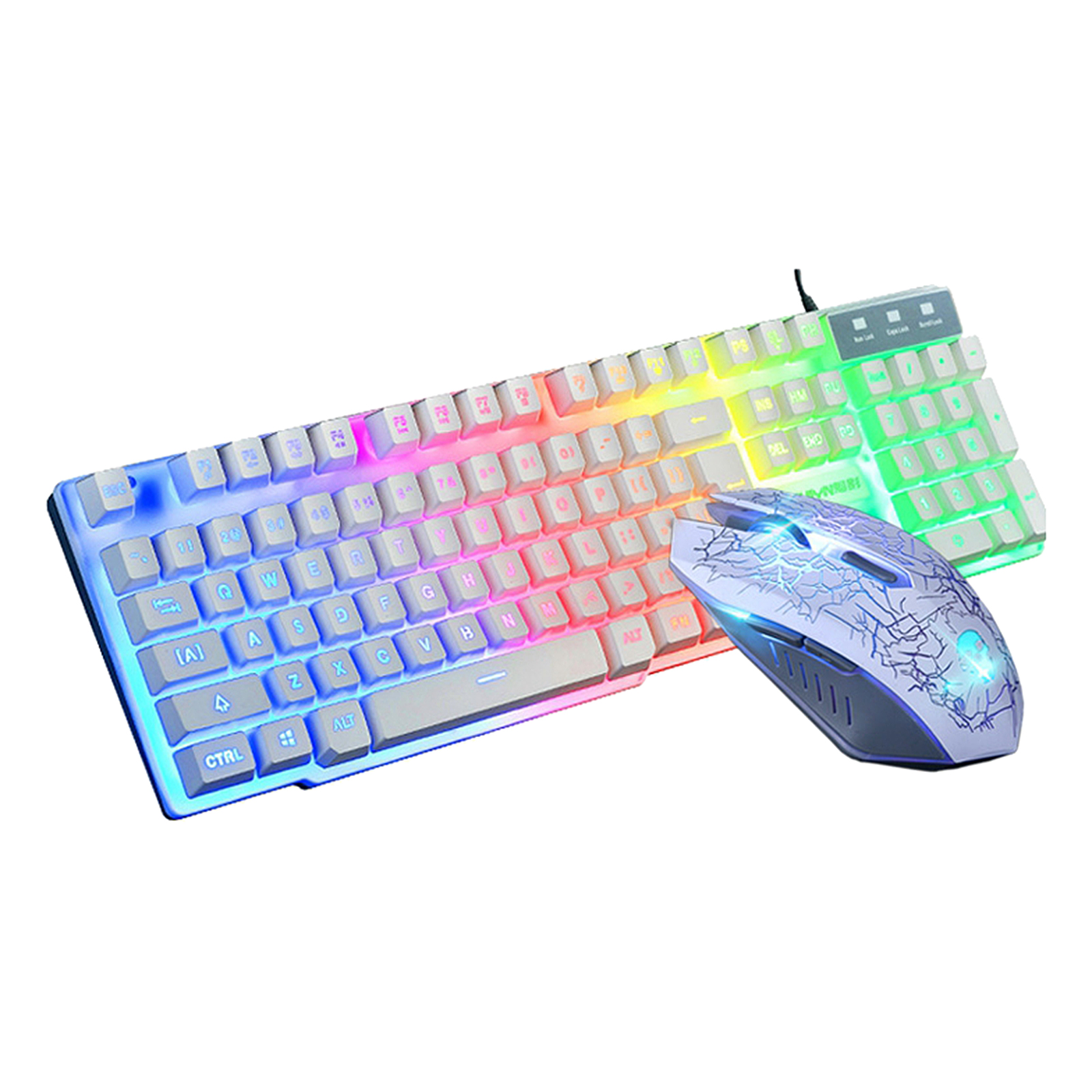 T6 Rainbow Backlit USB Wired Gaming Keyboard Mouse Pad Set for PS4/PS3//PC New