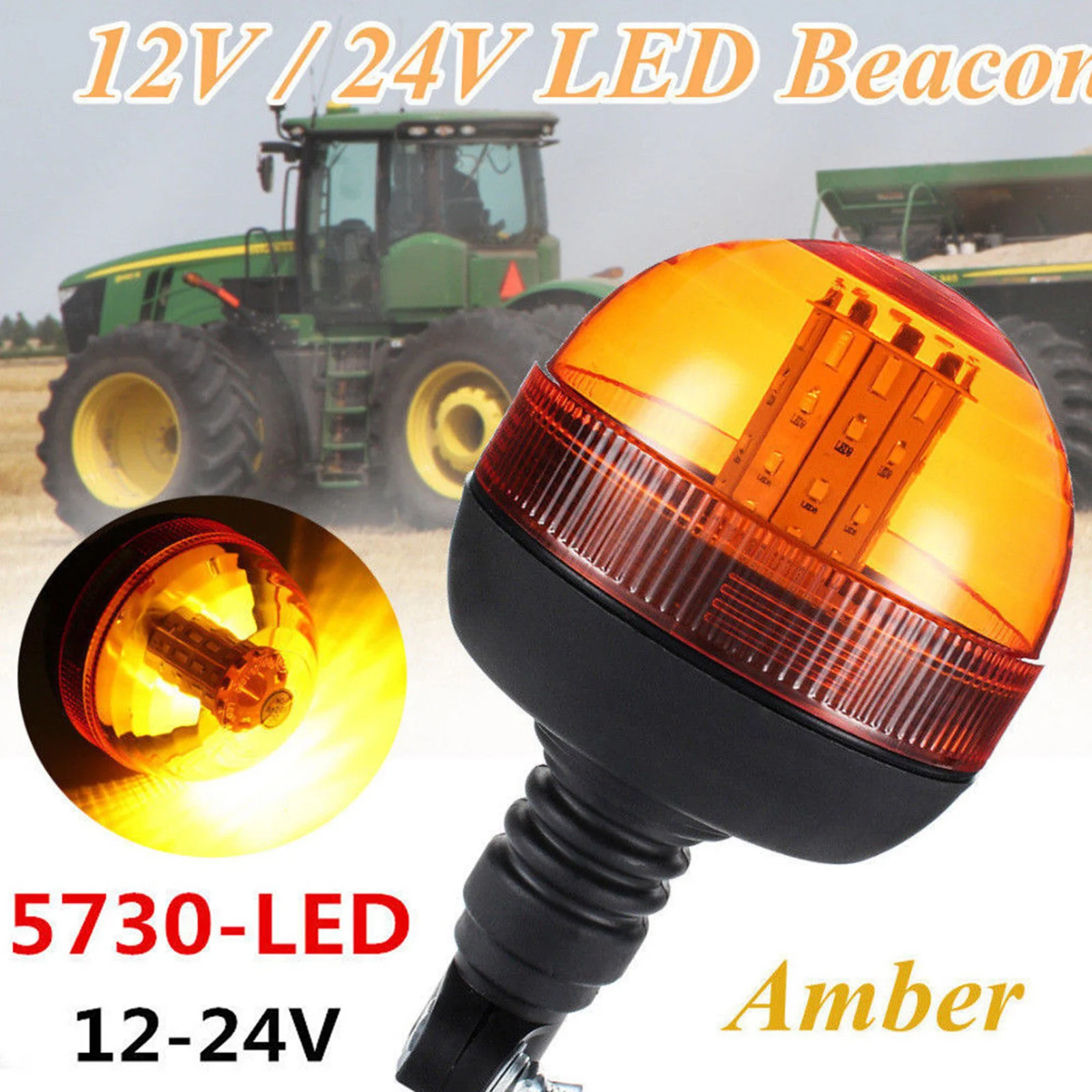 Amber Safety Flashing Warning Light Strobe Light Hazard Strobe Warning for Car Truck Roof Forklift Golf Carts Boat Bar