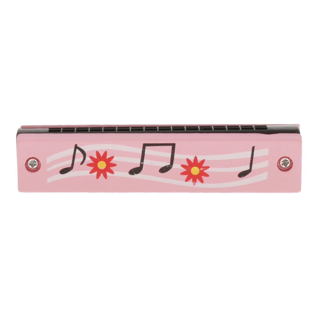 Harmonica Children's wooden painting Double Row Sixteen Hole Accordion Musical