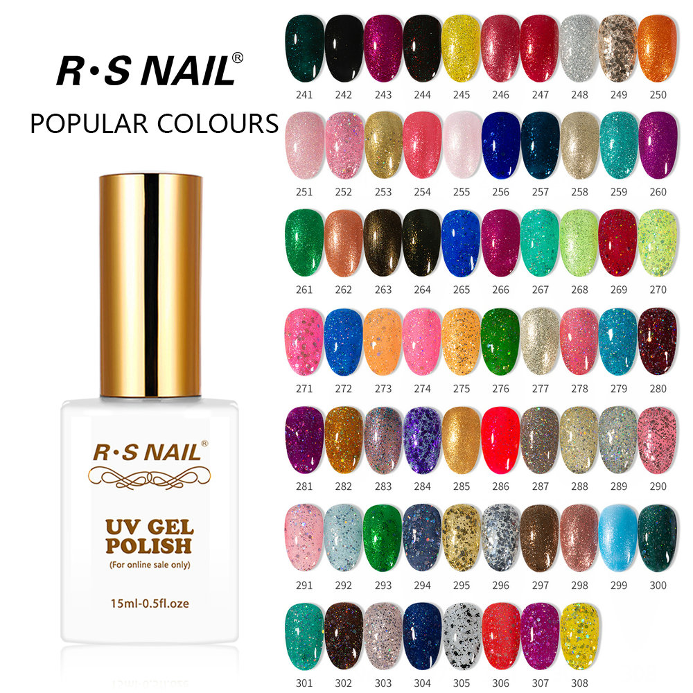 Best of RS NAIL 15ml UV Nail Gel Polish 308 Colors Gel Varnish #241-308 Color Black White Red Gel Lacquer Of Nail Art Gel Polish (5) Reviews & Tips