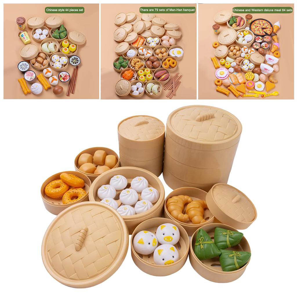 Play Food Set for Kids Children Breakfast Playset Pretend Role Play Kitchen Game Toys