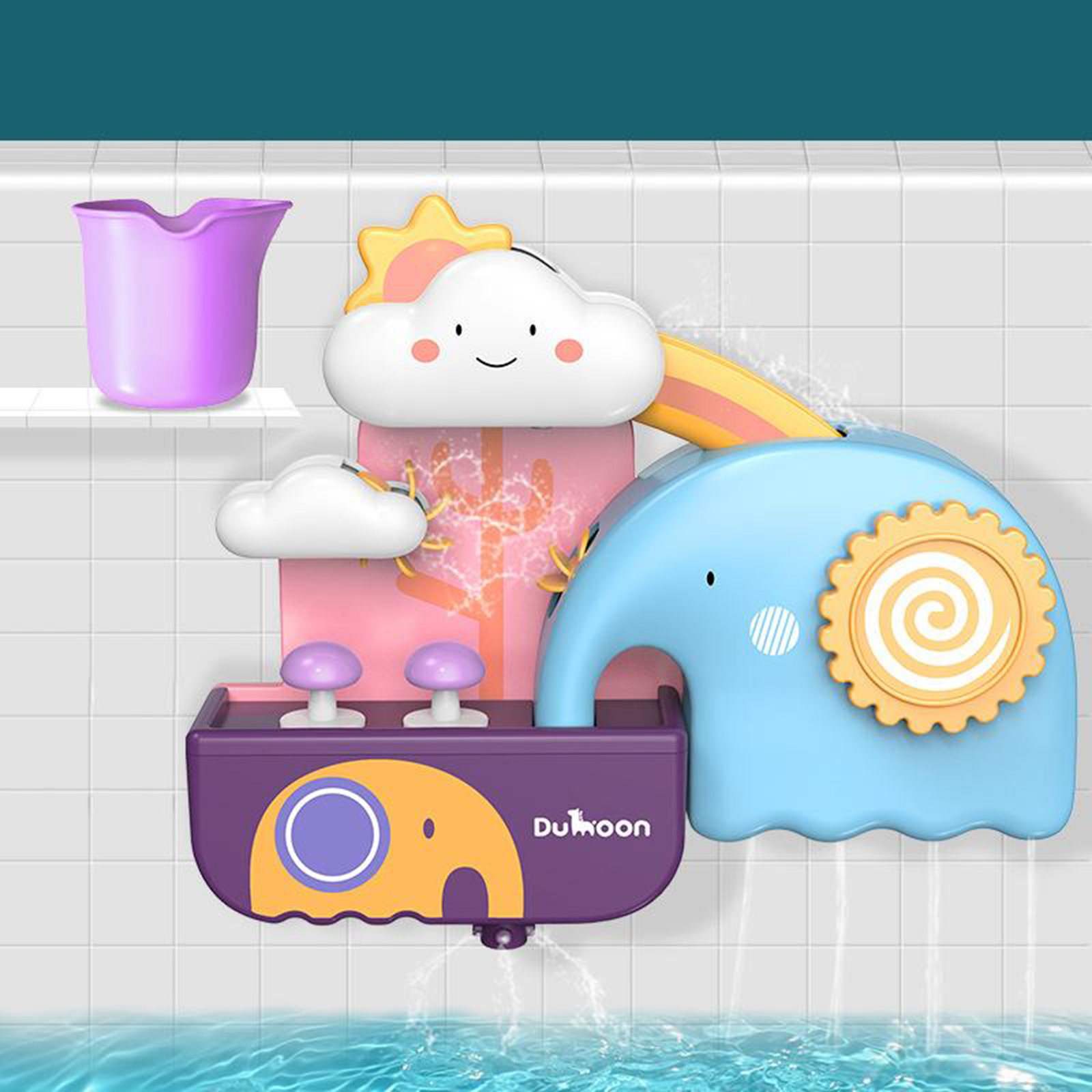 Cute Cartoon 2-4 Year Old Kids Toddlers Bath Toy Fill Spin and Flow Bathtub