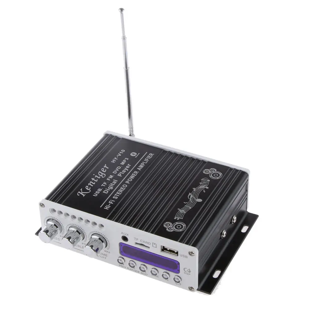  HY-V10 Bluetooth Hi-Fi Stereo Car Amplifier 200W 2CH Booster TF FM MP3 USB