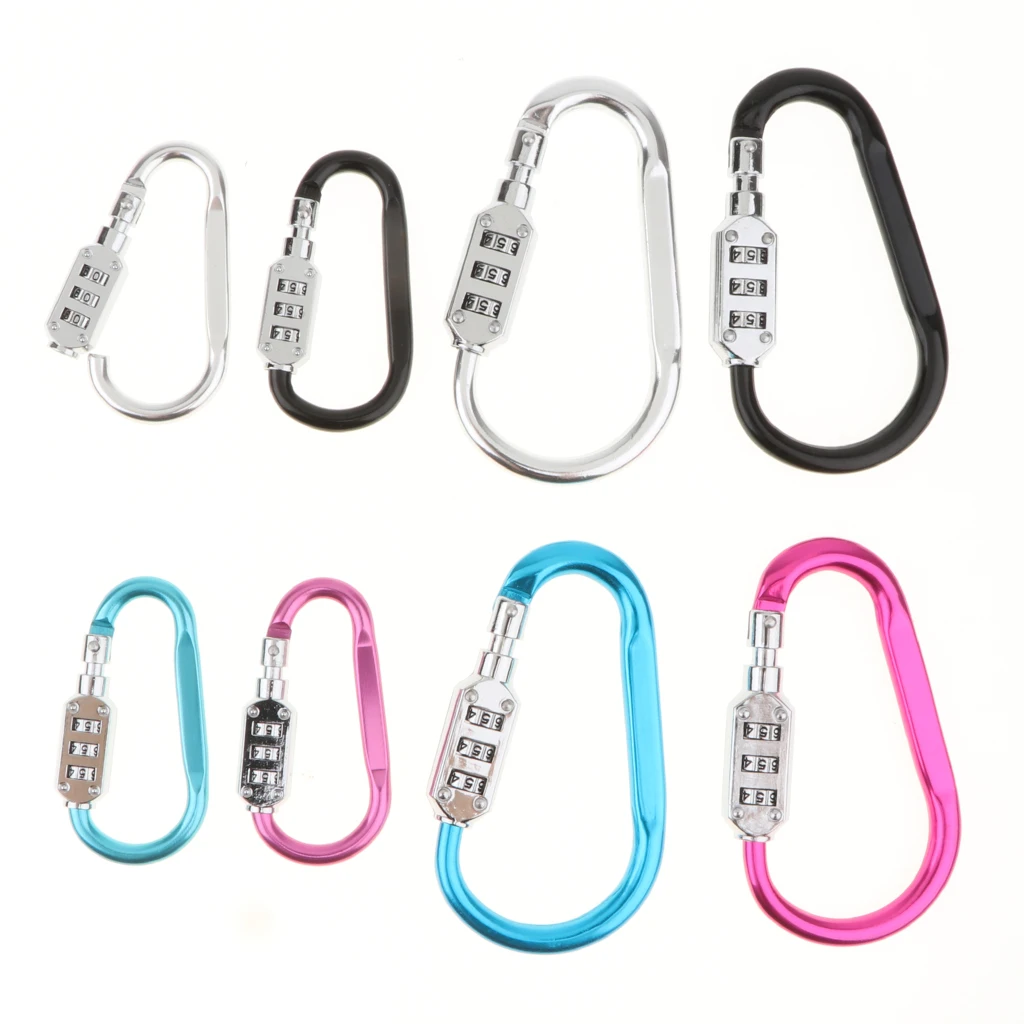 MagiDeal Spring Snap Key Chain Clip Hook 3 Digit PIN Device Buckle Lock Carabiners for Camping Travel Luggage Sports Gear